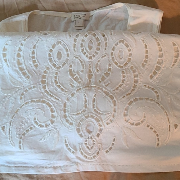 J. Crew White Embroidered Cotton Tank Top - Picture 5 of 7